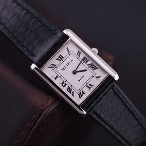 Vtg 1990s Seldica Roman Tank SDSH-925-65 Men’s Watch [Sterling Silver 925 Case]